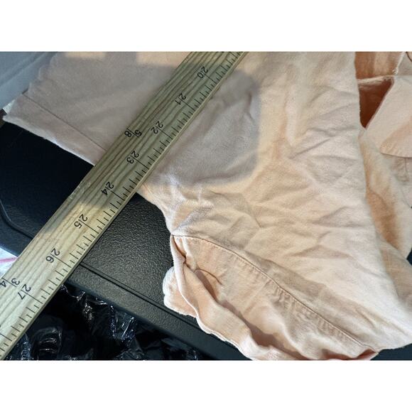 Ann Taylor Large Women Linen Blend Split Neck Shirt Short Sleeve Orange 29-12v - Picture 4 of 7